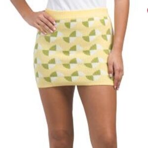 Emory Park Mini Sweater Skirt Yellow/Green Size Small NWT